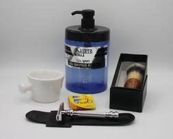 5 Piece Shaving Gift Kit for Men DE Safety Razor, Synthetic 
