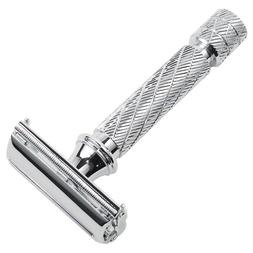 5 Double Edge Blades Butterfly Open Brass & Chrome