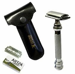 With Genuine Leather Shaving Travel/protective Case And 5 As
