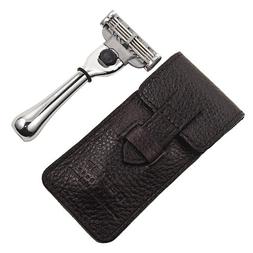 Travel Mach 3 Razor & Leather Carrying Case Compact Size