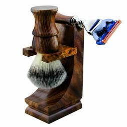 Stand Luxury Wood Wet Shaver Kit 3pcs