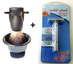 With Pure Black Badger Hair Shaving Brush Stand And Bowl Set