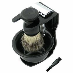 Bristle Shaving Brush Bowl Blk Acrylic Stand 10 Blades