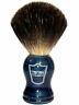 100% Black Badger Shaving Brush - Blue Wood Handle & Stand