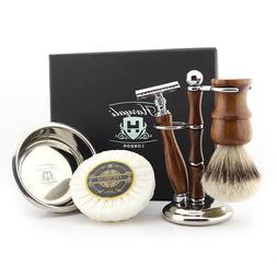 Antique Luxury Starter Kit Silvertip Brush, DE Safety Razor,