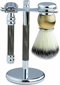 Pearl SRB-11GB Safety Razor, Brush, and Stand Set in Black a