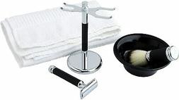 Pearl SRBB-121B Safety Razor, Brush, Stand, Towel, and Bowl 