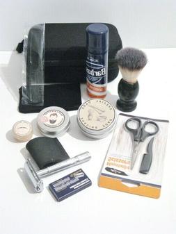 SALE Travel Shave Set-Safety Razor, Brush/Soap & Grooming Pr