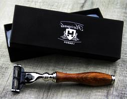 In Pure Wood Handle Cartridge Safety Razor Gift For Him