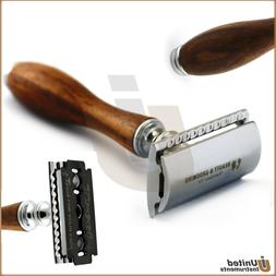 Wooden Handle Hair Shaving With Razor Blade