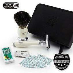 Badger Hair Brush In Leather Case