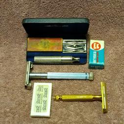 Lot. Gillette Razor With Case And Blades
